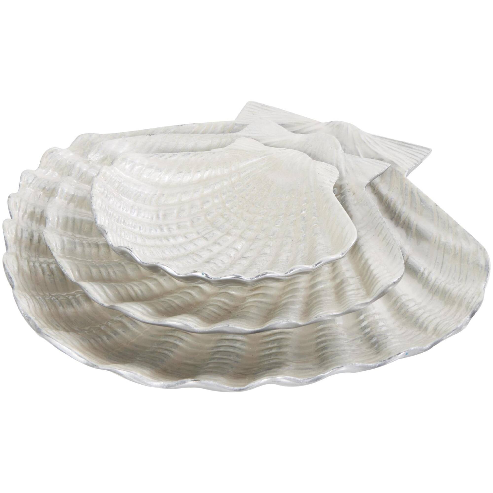 White Shell Metal Bowl Set